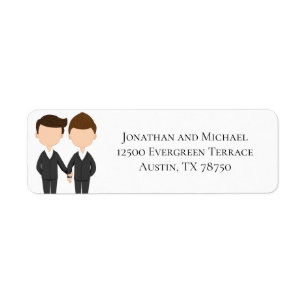 Gay Men Couple Wedding Tux Return Address Label