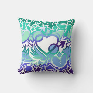 Gay Men MLM Pride Squiggle Throw Pillow