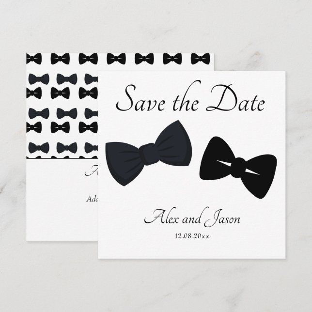 Gay men Modern  Black White Save the  Date Wedding (Front/Back)