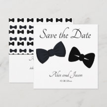 Gay men Modern Black White Save the Date Wedding