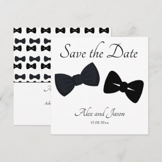 Gay men Modern Black White Save the Date Wedding