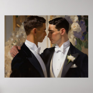 Gay men on their wedding day poster