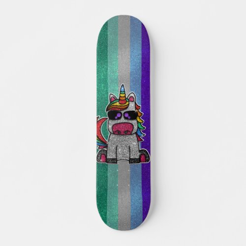 Gay Men Pride Flag Glitter Rainbow Unicorn Sk8r Skateboard