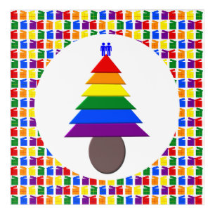 Gay Men Rainbow Christmas Tree and Presents Acrylic Print