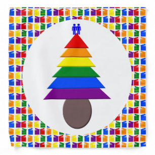 Gay Men Rainbow Christmas Tree and Presents Bandana