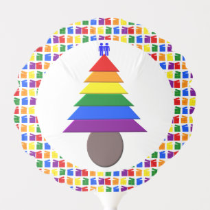 Gay Men Rainbow Christmas Tree and Presents Custom Balloon