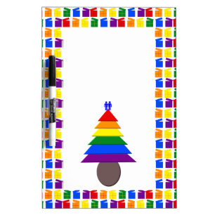 Gay Men Rainbow Christmas Tree and Presents Dry Erase Board