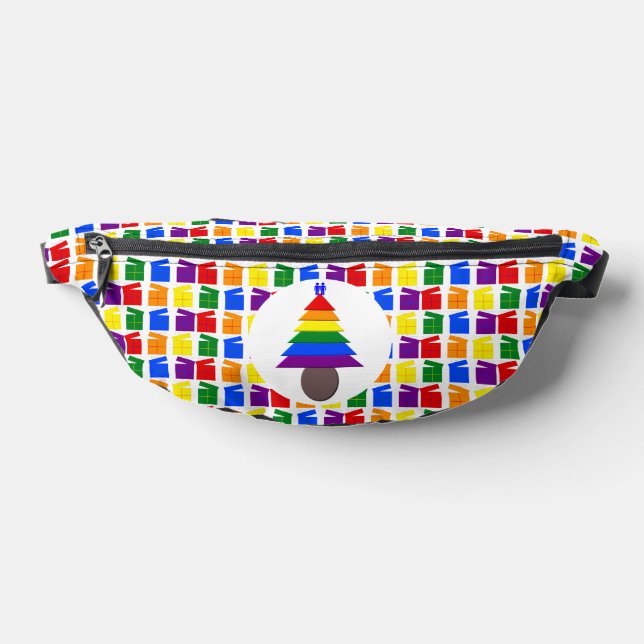 Gay Men Rainbow Christmas Tree and Presents Fanny Pack (Lay Down)