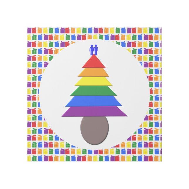 Gay Men Rainbow Christmas Tree and Presents Gallery Wrap (Front)