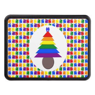 Gay Men Rainbow Christmas Tree and Presents Hitch Cover