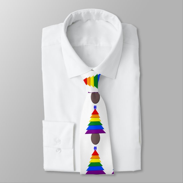 Gay Men Rainbow Christmas Tree and Presents Neck Tie (Tied)