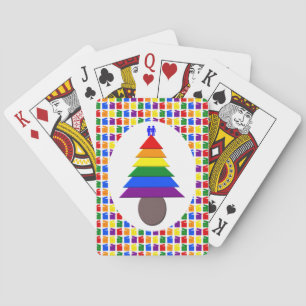 Gay Men Rainbow Christmas Tree and Presents Poker Cards