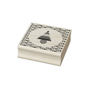 Gay Men Rainbow Christmas Tree and Presents Rubber Stamp