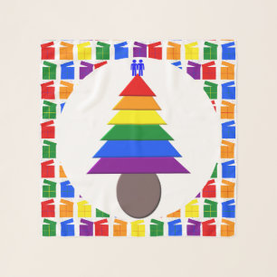 Gay Men Rainbow Christmas Tree and Presents Scarf