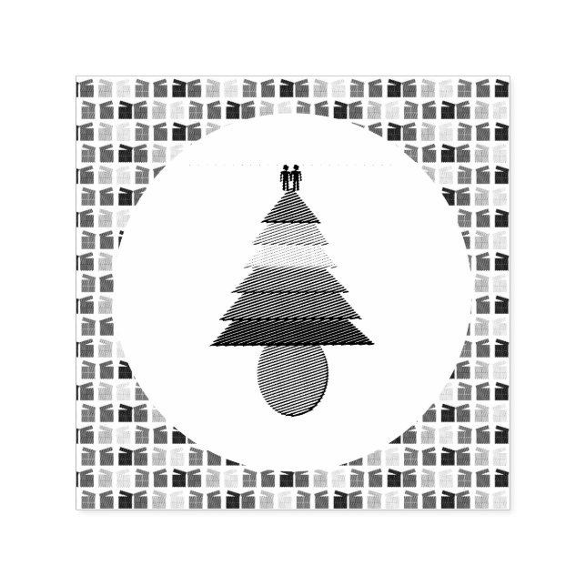 Gay Men Rainbow Christmas Tree and Presents Self-inking Stamp (Design)