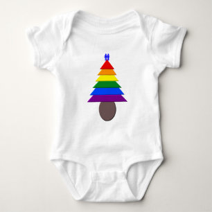 Gay Men Rainbow Christmas Tree Baby Bodysuit