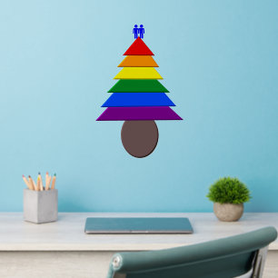 Gay Men Rainbow Christmas Tree Wall Decal