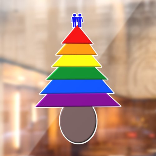 Gay Men Rainbow Christmas Tree Window Cling