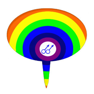 Gay Men Round Rainbow Cake Pick