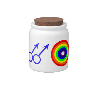Gay Men Round Rainbow Candy Jar