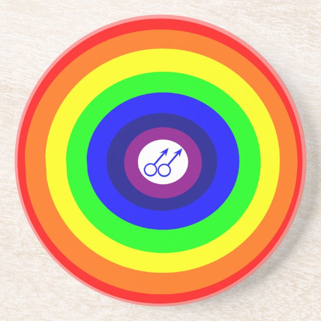 Gay Men Round Rainbow Coasters (Front)