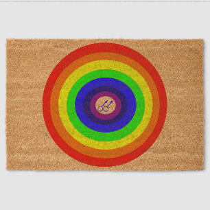 Gay Men Round Rainbow Fiber Doormat