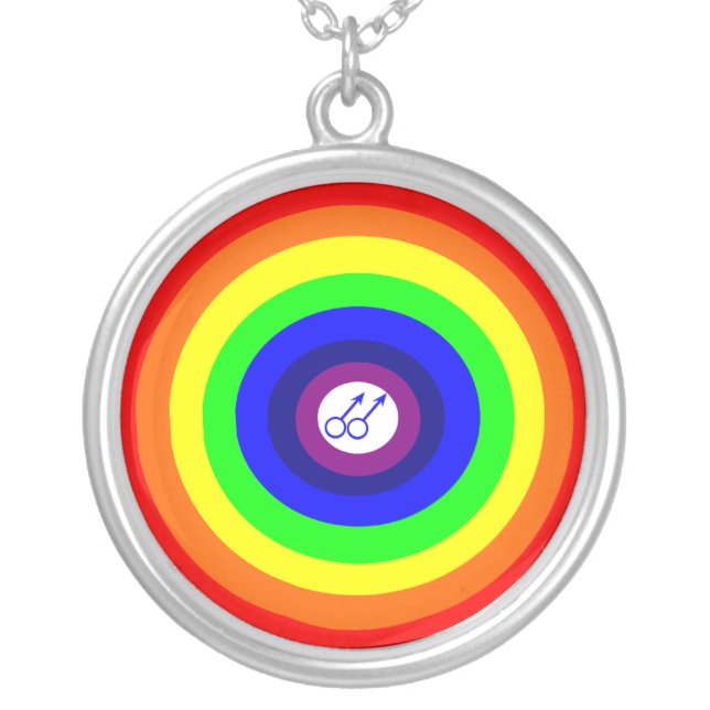 Gay Men Round Rainbow Necklace (Front)