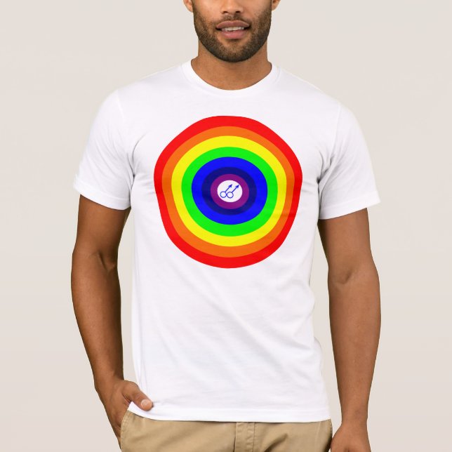 Gay Men Round Rainbow T Shirt (Front)