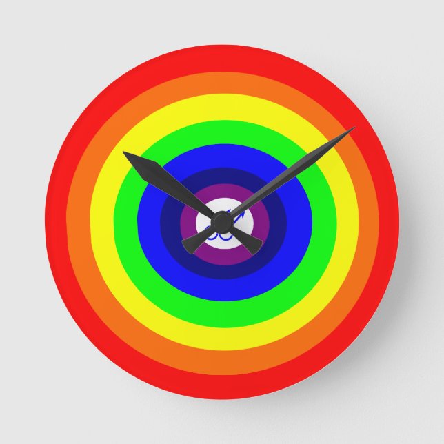 Gay Men Round Rainbow Wall Clock (Front)