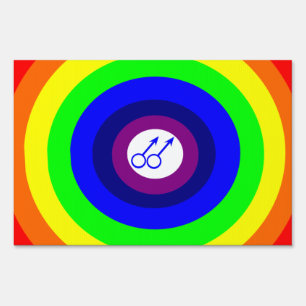 Gay Men Round Rainbow Yard Sign