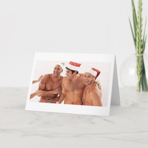 Gay Men Santa Christmas Party Holiday Card