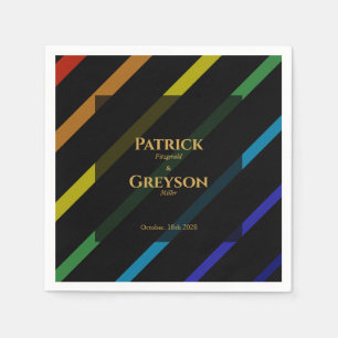 Gay Men Wedding Elegant Rainbow Cocktail Napkins