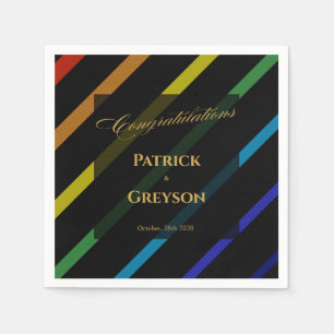 Gay Men Wedding Elegant Rainbow Cocktail Napkins