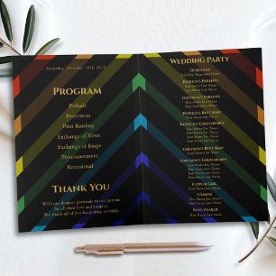 Gay Men Wedding Elegant Rainbow Folded Program