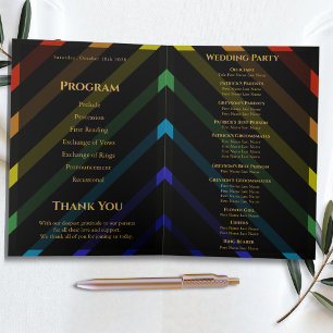 Gay Men Wedding Elegant Rainbow Folded Program