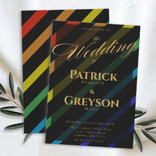 Gay Men Wedding Elegant Rainbow Invitation