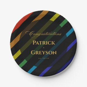 Gay Men Wedding Elegant Rainbow Paper Plates