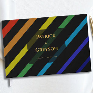 Gay Men Wedding Elegant Rainbow Photo Guest Book