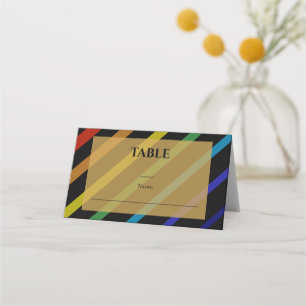 Gay Men Wedding Elegant Rainbow Place Card