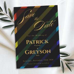 Gay Men Wedding Elegant Rainbow Save The Date
