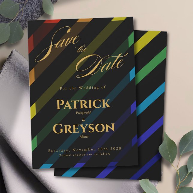 Gay Men Wedding Elegant Rainbow Save The Date (Creator Uploaded)