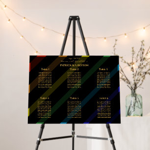 Gay Men Wedding Elegant Rainbow Seating Chart Foam Board