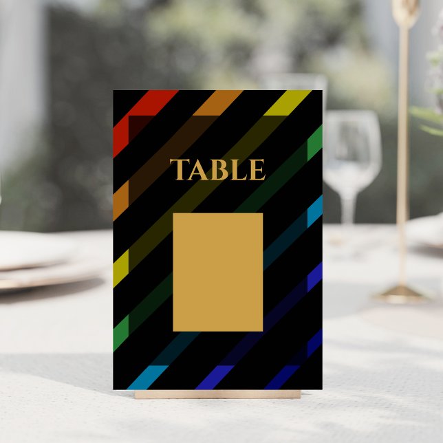 Gay Men Wedding Elegant Rainbow Table Number (Creator Uploaded)