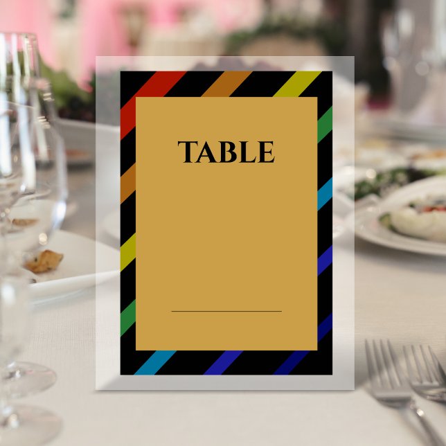 Gay Men Wedding Elegant Rainbow Table Number (Creator Uploaded)