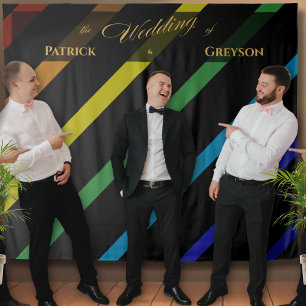 Gay Men Wedding Elegant Rainbow Tapestry