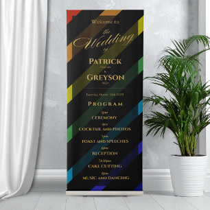 Gay Men Wedding Elegant Rainbow Welcome Program Retractable Banner