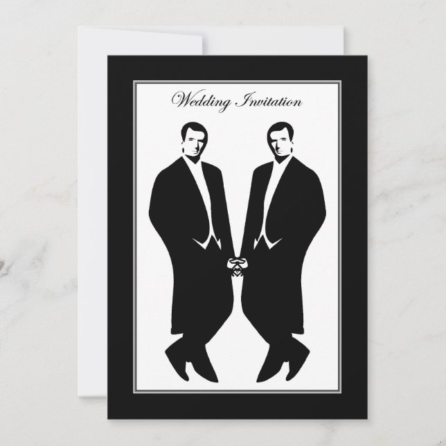 Gay Men Wedding Invitation. Commitment Ceremony Invitation (Front)
