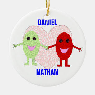 Gay Mens Love Heart Grapes Custom Ceramic Ornament