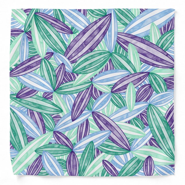 Gay Men's Pride Abstract Zen Flower Petals Blue Bandana (Front)