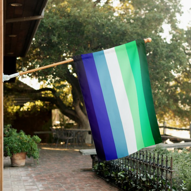 Gay Mens Pride Flag (Azure & Blue) (In SItu)